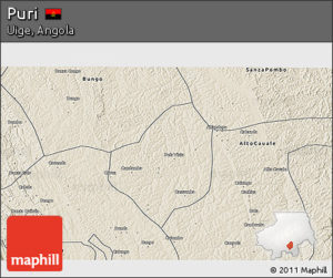 Shaded relief 3d map of Puri.
